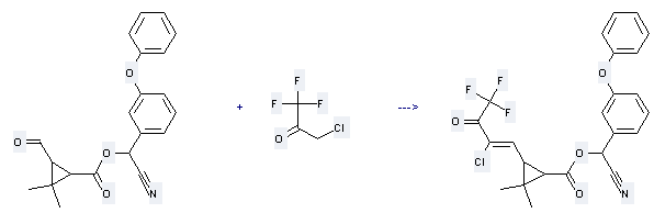 2-Propanone,3-chloro-1,1,1-trifluoro- can be used to produce 3-(2-chloro-4,4,4-trifluoro-3-oxo-but-1-enyl)-2,2-dimethyl-cyclopropanecarboxylic acid cyano-(3-phenoxy-phenyl)-methyl ester by heating